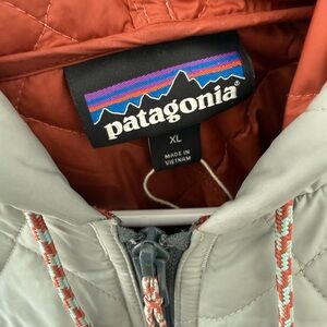 Patagonia Quilted Jacket in Gray and Orange